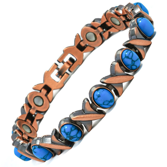 Wholesale Turquoise Magnet Bracelet Antique Red Copper Brushed Retro Bracelet
