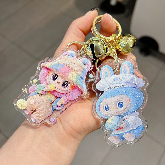 Wholesale 5 PCS cartoon acrylic keychains with cute double-sided printed design.