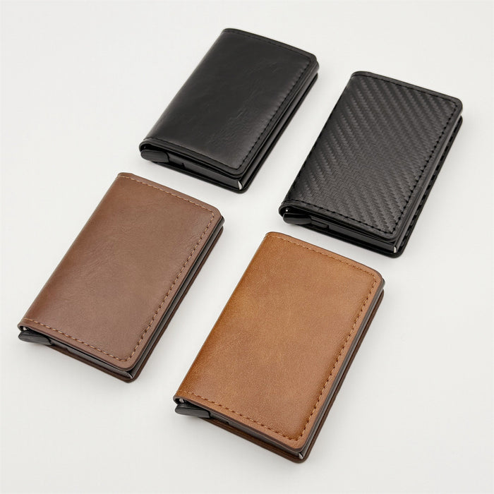 Wholesale Urban Simplicity Auto Eject Multi-Card Metal Case Wallet Carbon Fiber Black MOQ≥2
