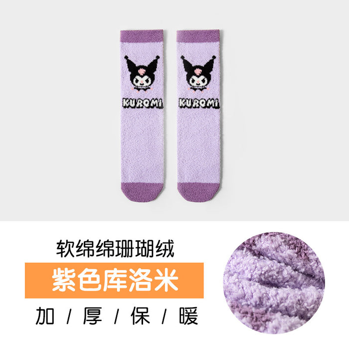 Wholesale Autumn and Winter Mid Tube Girls' Thick Coral Fleece Warm Baby Socks JDC-SK-SL006