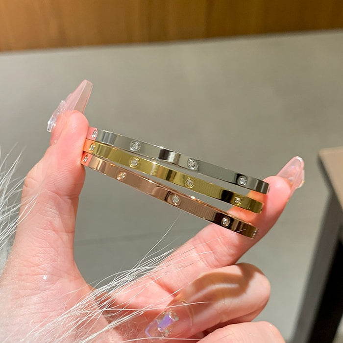 Wholesale Diamond titanium steel bracelet, high-end sensory ring bracelet, silver bracelet, light luxury niche bracelet, zircon jewelry