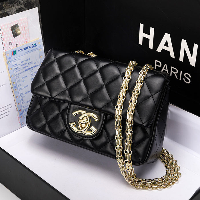 Wholesale Women' s Genuine Leather Diamond Quilted Crossbody Bag Chain Strap Retro Fashion Accessory