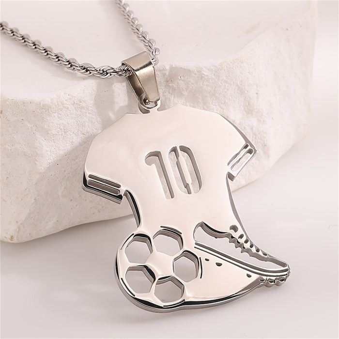Wholesale New sports stainless steel digital hollow football shoe pendant necklace