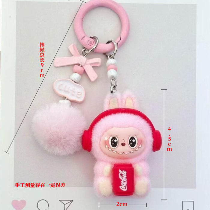 Wholesale Cute sitting posture cartoon flocked keychain