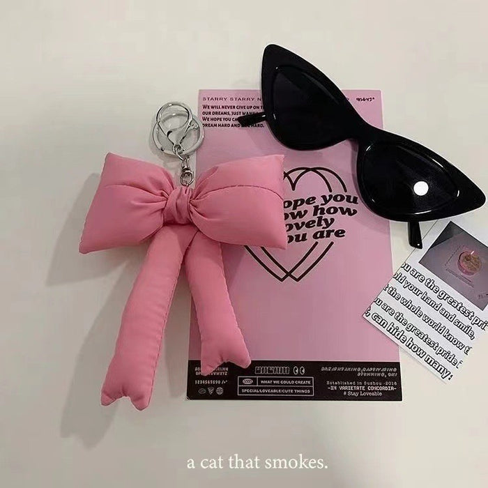 Wholesale  Simple Pink Plaid Bow Accessories Keychain