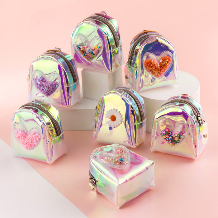 Wholesale Small backpack coin purse holographic jelly mini key pouch