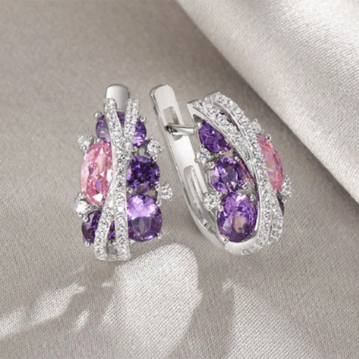 Wholesale Double-Layer X-Shaped Hollow Zircon Earrings