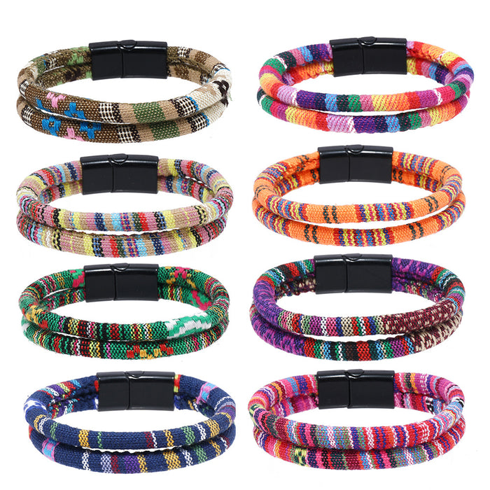 Wholesale Ethnic Style Bracelets Bohemian Style Fabrics Multi-color Weaving JDC-BT-XH026