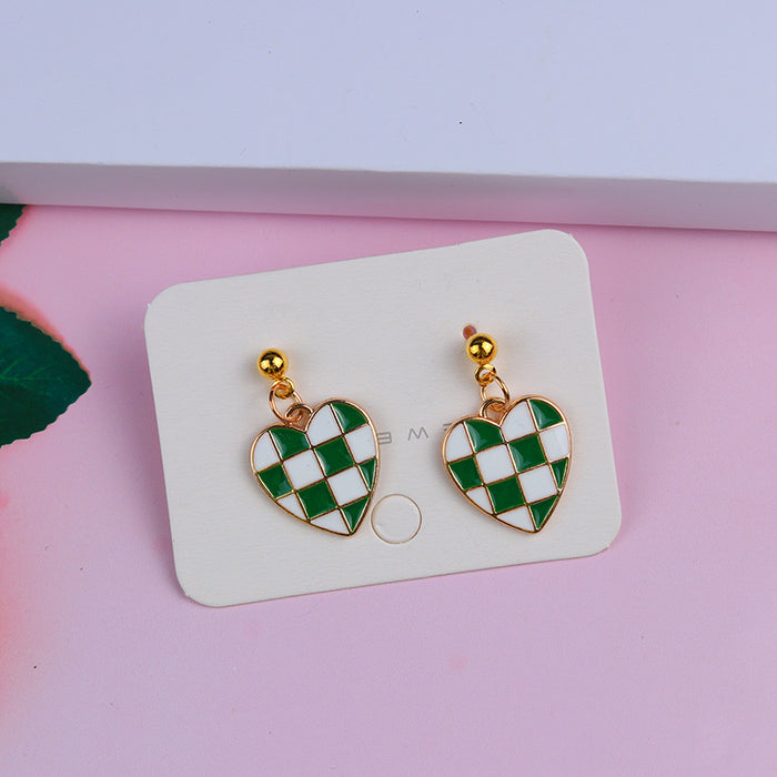 Wholesale  Valentine' s Day Love Checkerboard Bag Earrings Earrings Fashion Casual Personalized Ear Bean Ear Jewelry