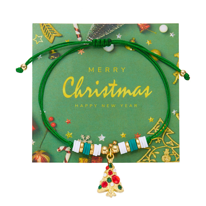 Wholesale Handmade Alloy Christmas Bracelet with Snowman and Christmas Tree Design Adjustable Jewelry Accessory