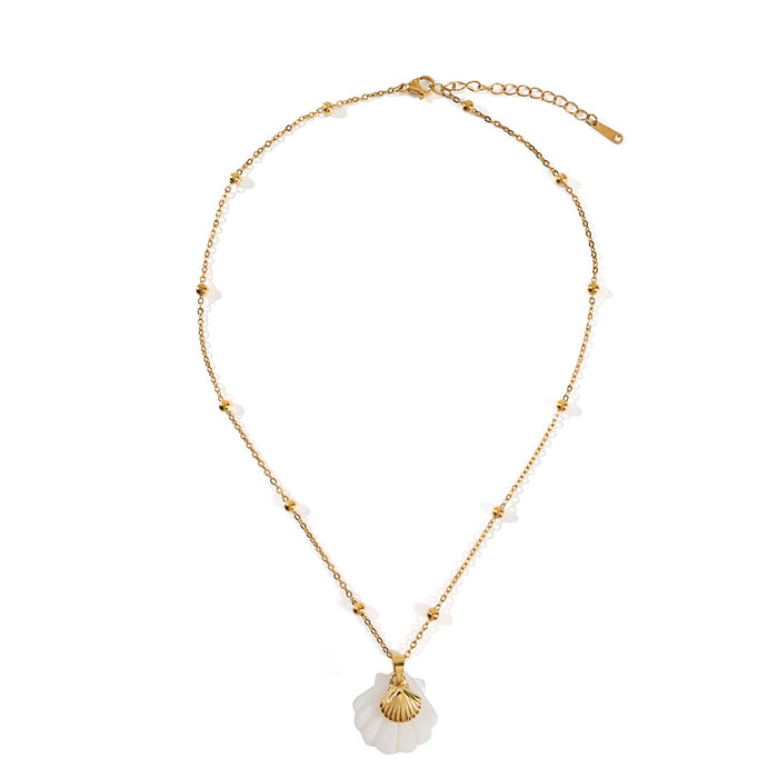 Wholesale Beach style stainless steel shell starfish necklace, ocean vacation series necklace