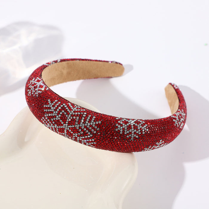Wholesale Christmas snowflake headband sponge wide edge full diamond headband all-match high-end headband hair accessories