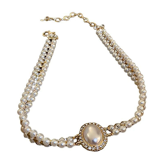 Wholesale Double layer pearl necklace, light luxury, niche temperament, versatile collarbone chain, necklace accessories