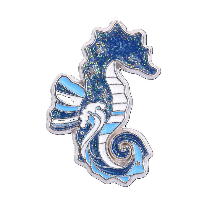 Wholesale Zinc Alloy Enamel Blue Ocean Animal Brooch Whale Orca Seahorse Wave Design Trendy Jewelry Accessory For Resale