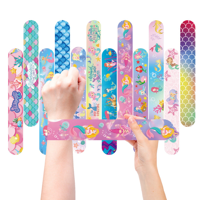 Wholesale 12pcs PVC mermaid snap ring bracelet children's party toy snap