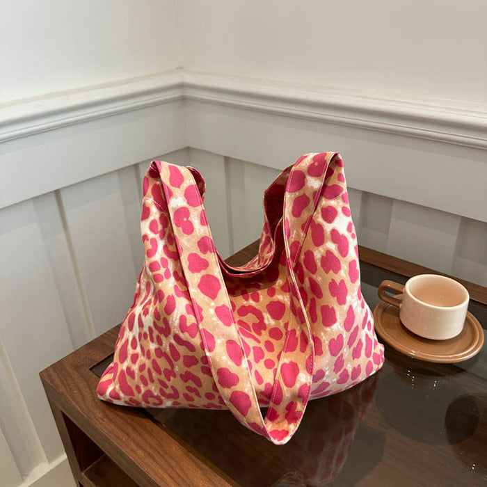 Wholesale Leopard print canvas bag tote bag casual large capacity hand-held shoulder bag