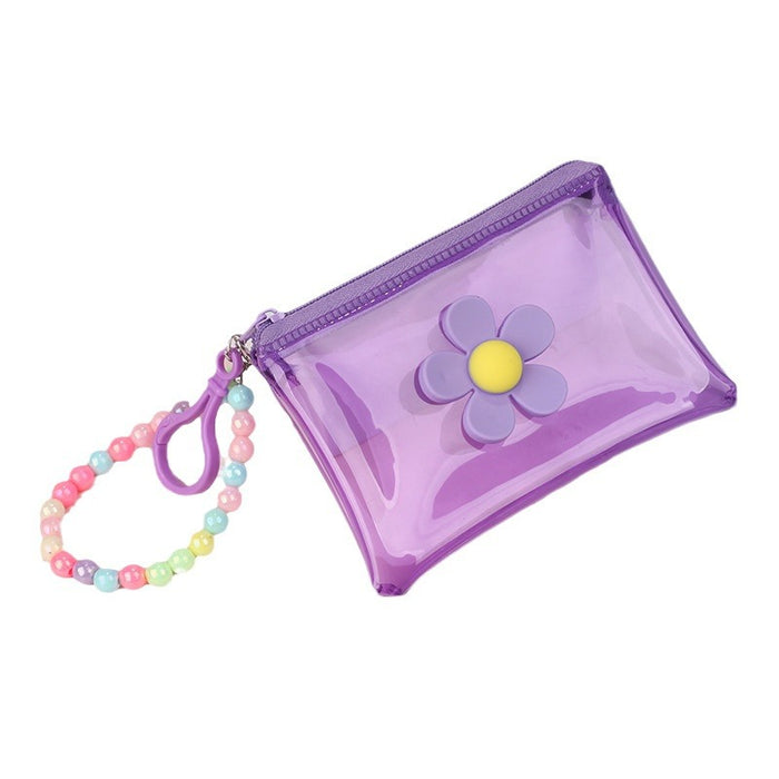 Wholesale Street Trend Floral Plush Coin Purse With PVC Transparent Key Chain Bag For Everyday Use