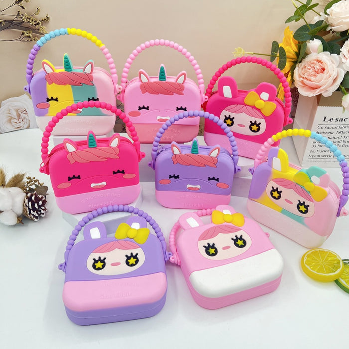 Wholesale  handbag children's silicone coin purse student bag cartoon girl storage bag