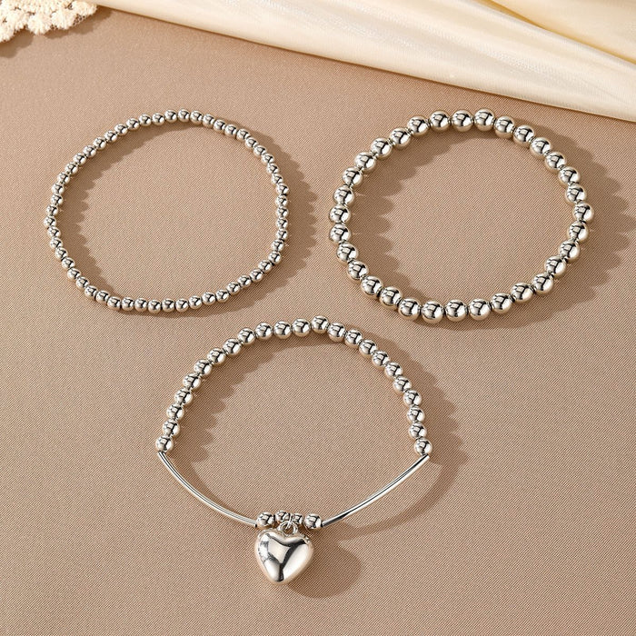 Wholesale Round Bead Love Alloy Bracelet 3-piece Set JDC-BT-HanShi001