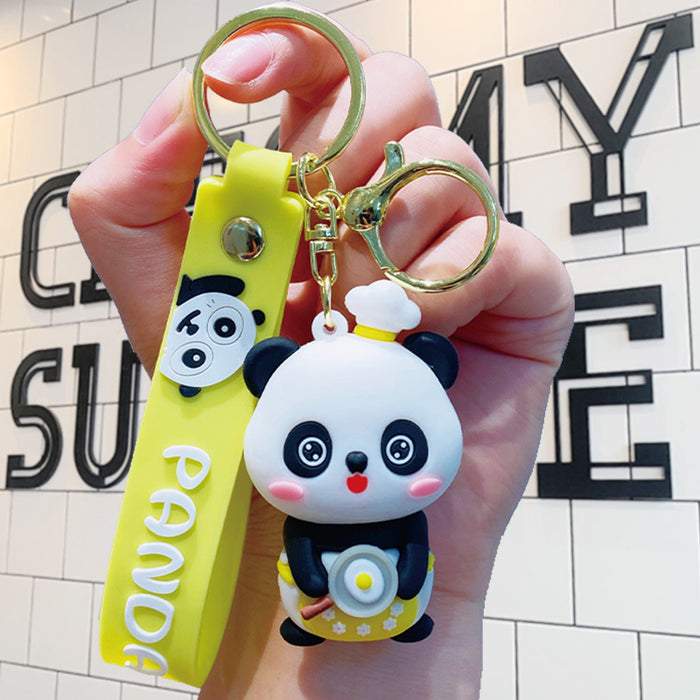 Wholesale Panda Cartoon Doll Silicone Keychain JDC-KC-LiuFan026