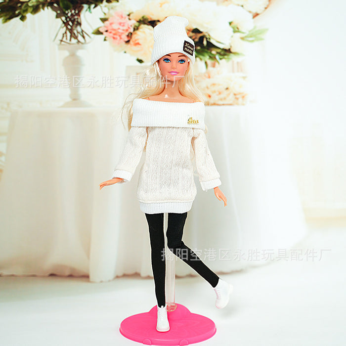 Wholesale  mini doll wool jumpsuit hat pants toy clothes