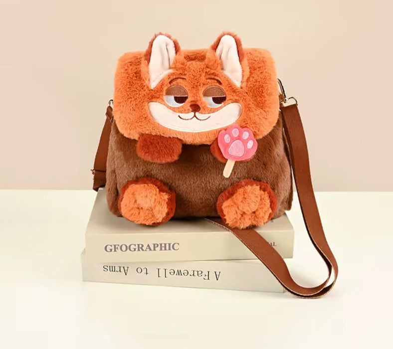 Wholesale Cute cartoon large capacity backpack crossbody bag plush flip backpack