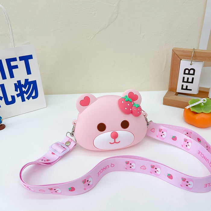 Wholesale children's bag female  cartoon silicone bag girl heart coin purse messenger bag daily storage bag