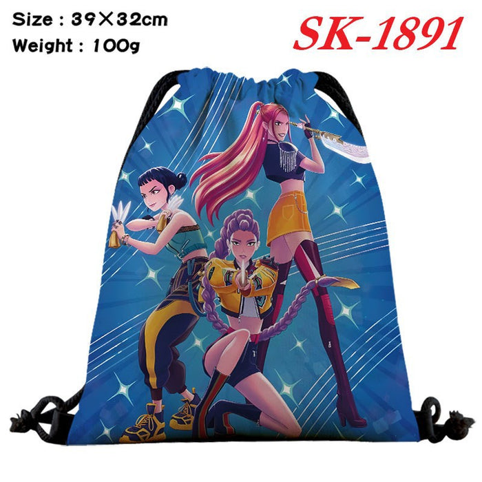 Wholesale Kpop drawstring storage bag with large capacity and full color design also functions as a shopping bag
