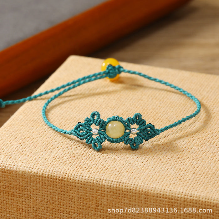 Wholesale Simple Geometric Design Handmade Natural Stone And Gold Plated Beaded Bracelet Adjustable Waxed Cord Women S Fashion Accessory Gift
