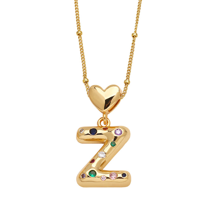 Wholesale  Love  English Letter Necklace Women's Color Zircon Gold Plated Clavicle Chain