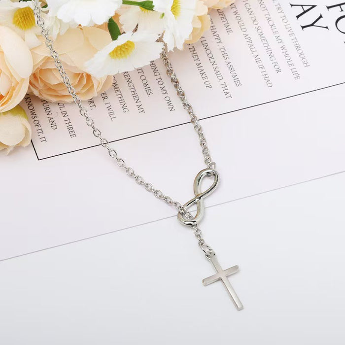Wholesale Simple geometric minimalist short necklace cross necklace