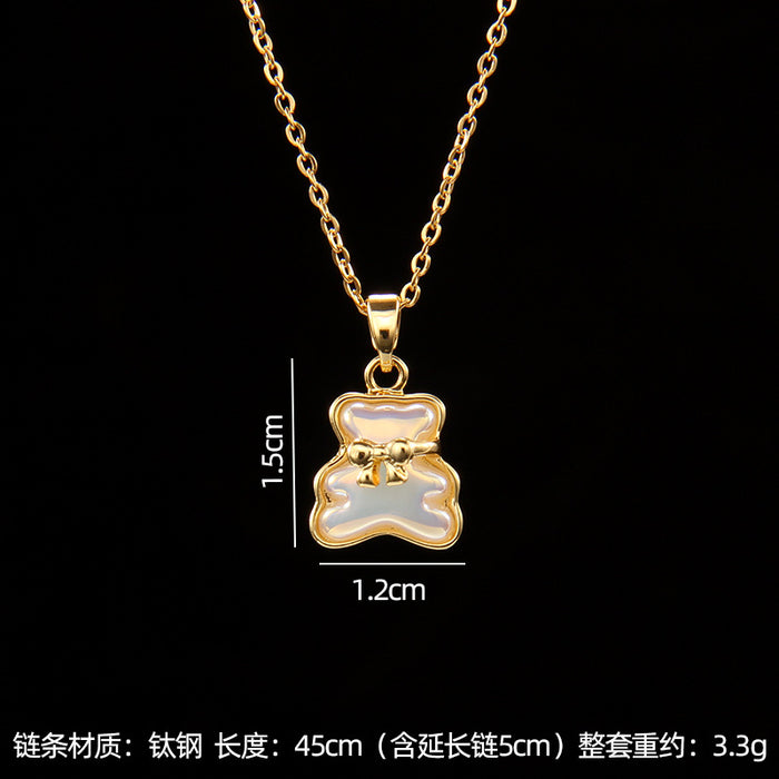 Wholesale fashion zircon love bear pendant small necklace