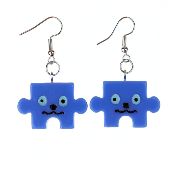 Wholesale Earrings Resin Fun Cute Colorful Cartoon Building Blocks Puzzle (M) JDC-ES-niqing016