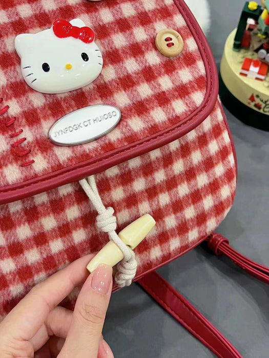 Wholesale Retro red checkered small backpack, mini travel lightweight portable backpack, backpack