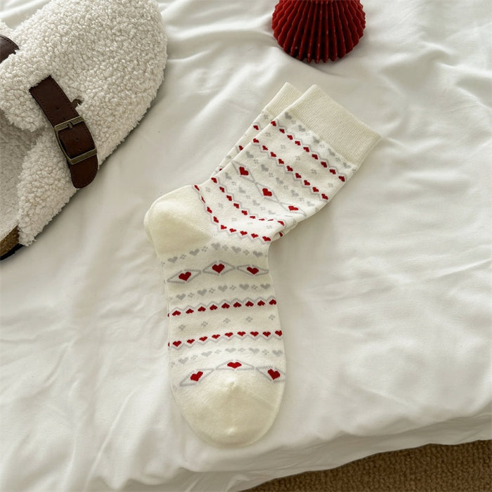 Wholesale Pure cotton socks, children's bow, heart, middle tube, stacked socks, retro style