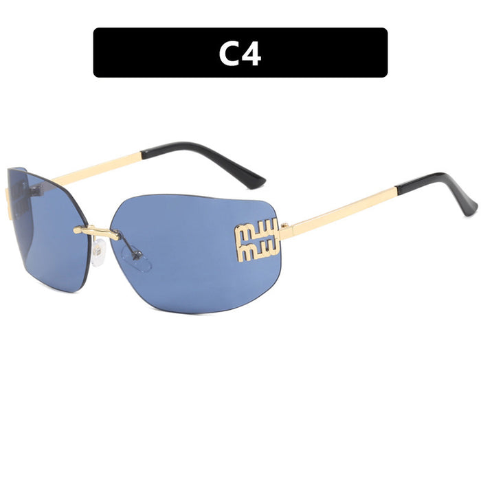 Wholesale Sunglasses curved integrated frameless cut edge sunglasses