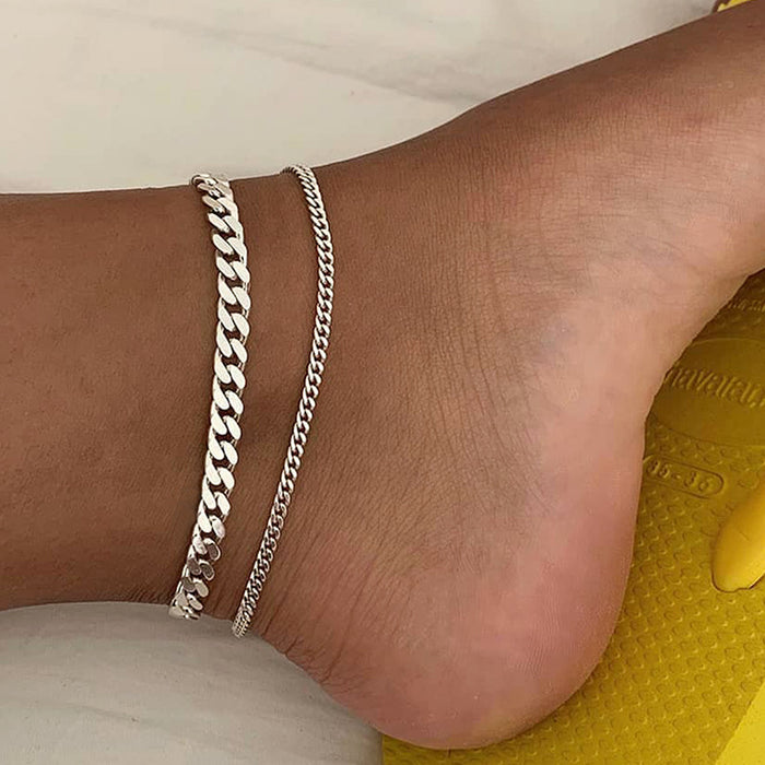 Wholesale Exaggerated jewelry, personalized alloy ankle chain, niche design, multi-layer ankle chain, minimalist