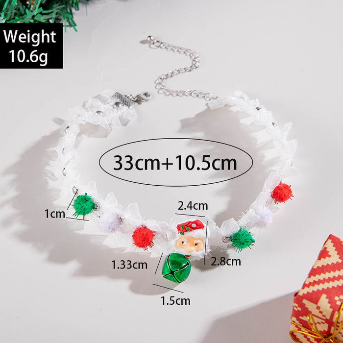Wholesale Cloth Lace Pom-Pom Santa Pendant Necklace Fashion Jewelry Accessory MOQ≥2