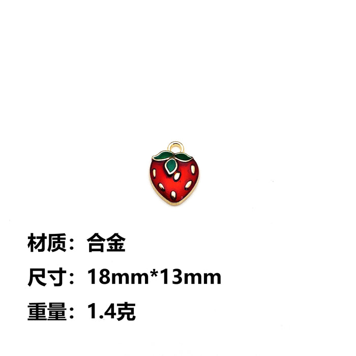 Wholesale 10pcs Cute Cartoon Fruit Letter DIY Alloy Oil Dropping Earrings Pendant Keychain Pendant Hand Rope Jewelry Accessories