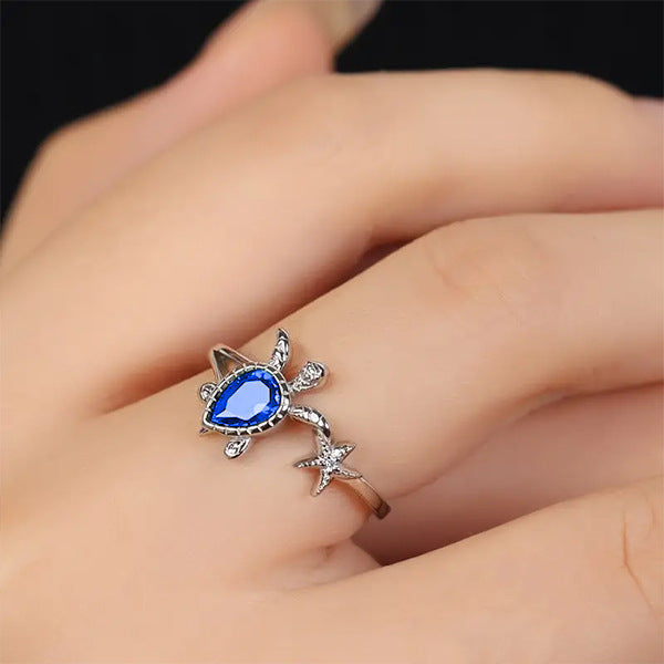 Wholesale Ocean Cute Animal Turtle Starfish Adjustable Ring Jewelry