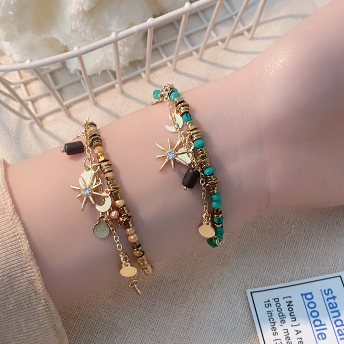 Wholesale Retro high-end natural stone bead necklace versatile high-end collarbone chain fashion accessory