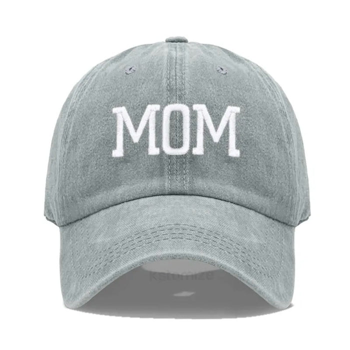 Wholesale Cotton Dad Mom Printed Baseball Cap Adjustable Curved Brim Retro Washed Everyday