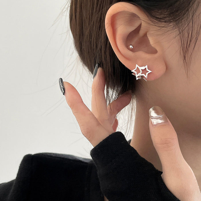 Wholesale Star Ear Buckle Earrings  Niche Design Simple Hollow Star Earrings