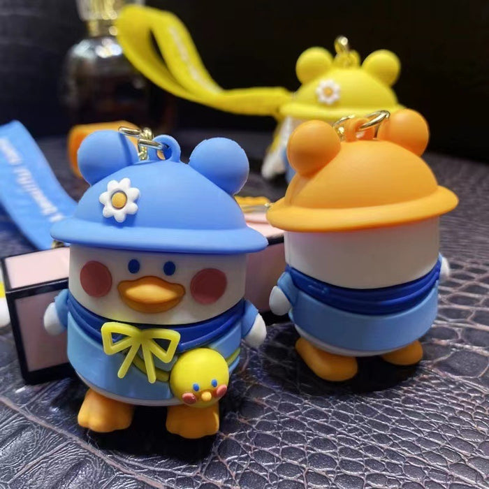 Wholesale  backpack duck key chain cartoon  Duck Key accessories silicone doll couple key chain pendant