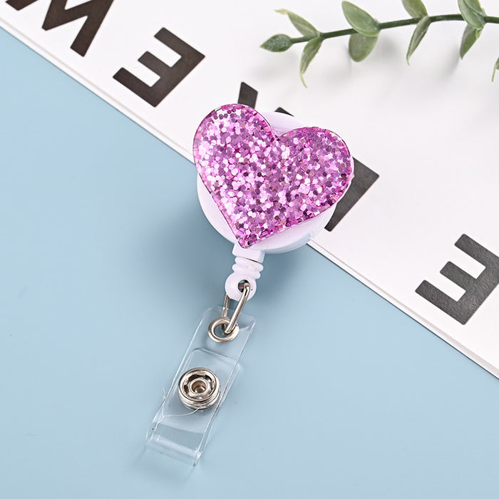 Wholesale Glitter Resin Heart Telescopic Buckle Keychain JDC-KC-ChangQi002