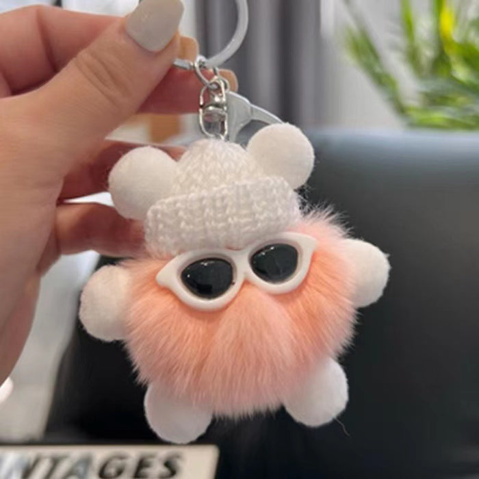 Wholesale Cute bag ornaments Rex rabbit fur small bristle plush doll small bristle car keychain mobile phone pendant