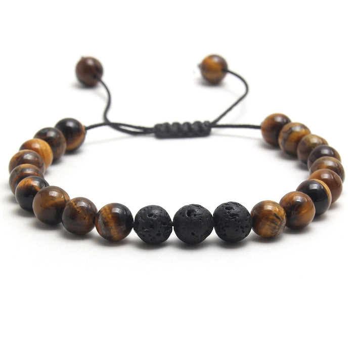 Wholesale Natural Stone Volcanic Stone Adjustable Braided Bracelet Men's Bracelet JDC-BT-HongM007