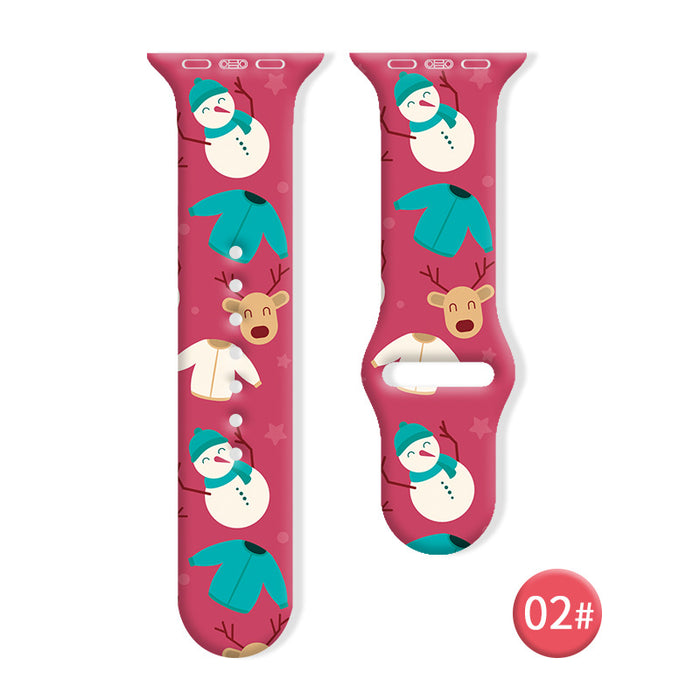 Wholesale Cartoon Christmas Silicone Strap Suitable for Apple Watch Strap JDC-WD-NuoQi006