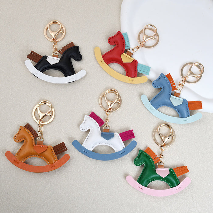 Wholesale pony pendant cartoon horse leather pendant handmade leather bag pendant