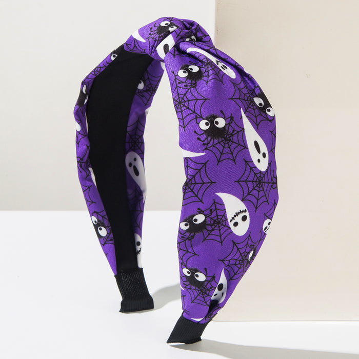 Wholesale  Cloth Hair Headband With Pumpkin Skull Print Party Hair Accessory For Festival Stylish Gift Boutique Resale